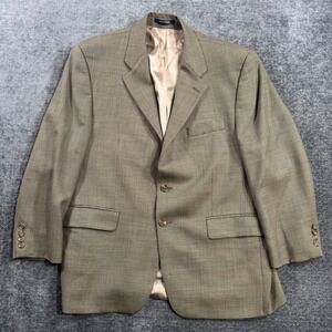 Franco Tassi Mens Pure New Wool Blazer‎ Tan Olive Micro Houndstooth Sport Coat